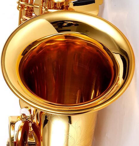 Yomone Gold E Flat Alto Saxophone النحاس المحفور Eb E-Flat الطبيعي الأبيض زر على شكل قذيفة أداة الرياح مع فرشاة حزام in Kuwait