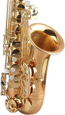 Yomone Gold E Flat Alto Saxophone النحاس المحفور Eb E-Flat الطبيعي الأبيض زر على شكل قذيفة أداة الرياح مع فرشاة حزام in Kuwait