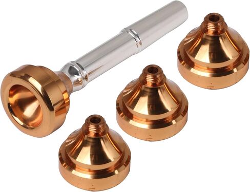 Yibuy Trumpet Mouthpiece Brass Gold Plated 8.8cm Long 2.2cm Wide Suitable for Trumpet Set of 4 in Saudi Arabia