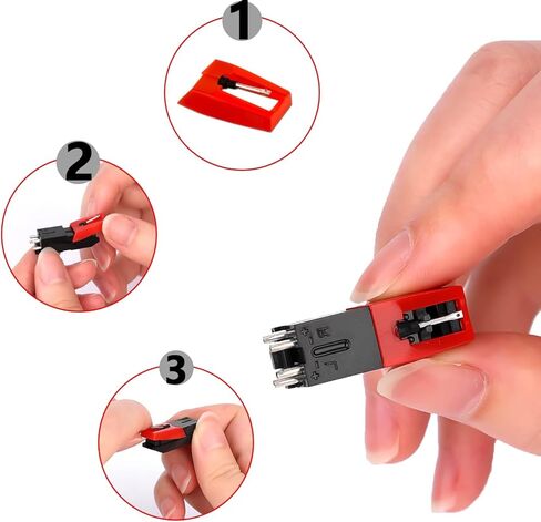 3Pcs Record Player Needles Replacement, Turntable Record Player Needle Replacement, Needle for Record Player Replacement Compatible with ION, Jensen, Crosley, Victrola, Sylvania and More(Red) in Kuwait