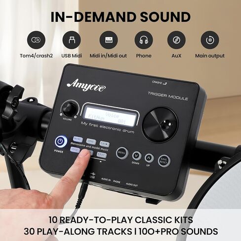 Electric Drum Set, Electronic Drum Set for Beginner with 150 Sounds, Drum Set for kids with 4 Quiet Electric Drum Pads, 2 Switch Pedal, Drum Throne, Drumsticks, On-Ear Headphones in Saudi Arabia