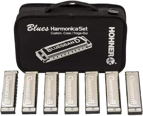 Hohner Accordions 1501/7 Bluesband Harmonica 7-Piece Set with Carrying Case, Chrome in Saudi Arabia