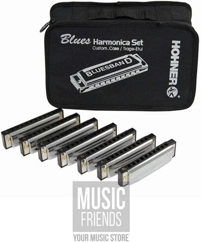 Hohner Accordions 1501/7 Bluesband Harmonica 7-Piece Set with Carrying Case, Chrome in Saudi Arabia