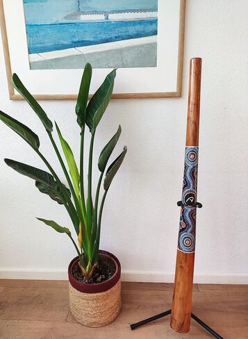 Teak Wood Didgeridoo, 51-inch, Hand-Painted, Includes Ikat Bag - D in Saudi Arabia