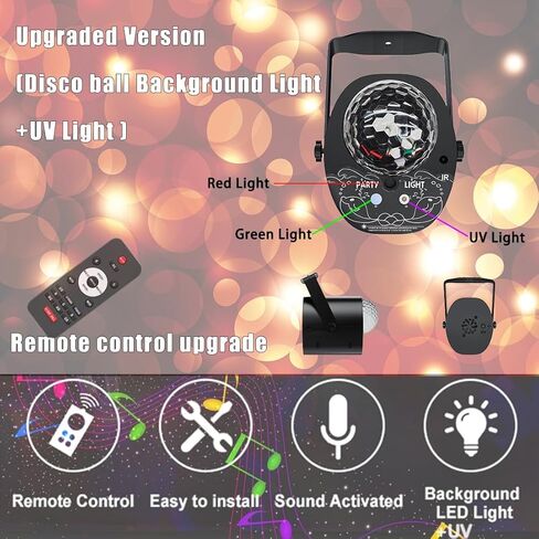 أضواء ديسكو الكرة الطرف، أضواء ديسكو تنشيط الصوت مع التحكم عن بعد آثار الإسقاط RGB لحزب بار الزفاف عيد الميلاد نادي الكاريوكي ktv الخ in Kuwait