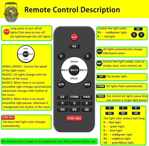 أضواء ديسكو الكرة الطرف، أضواء ديسكو تنشيط الصوت مع التحكم عن بعد آثار الإسقاط RGB لحزب بار الزفاف عيد الميلاد نادي الكاريوكي ktv الخ in Kuwait