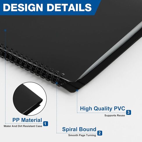 YOTINO مجلد الموسيقى ورقة 4 صفحات توسيع البيانو ورقة الموسيقى الموثق 30 الأكمام 60 صفحة A4 حجم أسود مزدوج الجانب مجلد جوقة للكتابة لفرقة البيانو المسيرة in Kuwait