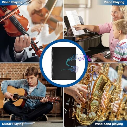 YOTINO مجلد الموسيقى ورقة 4 صفحات توسيع البيانو ورقة الموسيقى الموثق 30 الأكمام 60 صفحة A4 حجم أسود مزدوج الجانب مجلد جوقة للكتابة لفرقة البيانو المسيرة in Kuwait