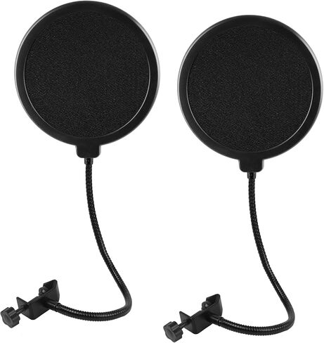 2 Pack Microphone Pop Filter, Pop Filter for Microphone, Mic Pop Filter With A Flexible 360°Gooseneck Clip Stabilizing Arm, Pop Filter for Vocal Recording and Live Broadcasting in Kuwait