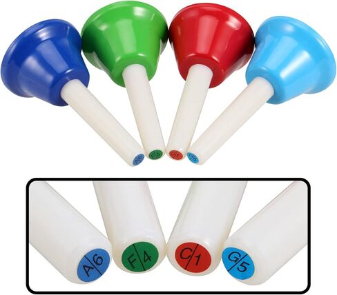 مجموعة أجراس اليد SEUNMUK 8 Note، جرس يدوي ملون، أجراس معدنية دياتونيك للتعليم الموسيقي، جوقة الكنيسة، الزفاف، الحفلات العائلية، مجموعة من 8 in Kuwait