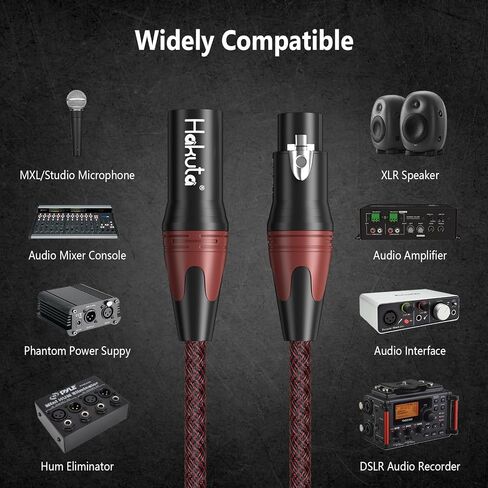 كابل ميكروفون هاكوتا بطول 10 أقدام مكون من قطعتين XLR إلى XLR - كابل 3 دبابيس ذكر إلى أنثى، كابل مجدول XLR لتسجيل الاستوديو والميكروفونات ومحطة الراديو in Saudi Arabia