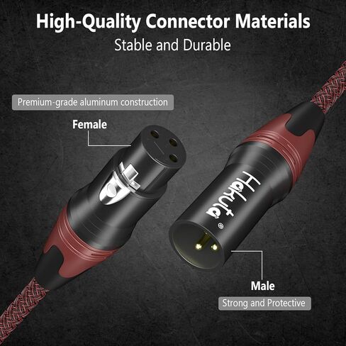 كابل ميكروفون هاكوتا بطول 10 أقدام مكون من قطعتين XLR إلى XLR - كابل 3 دبابيس ذكر إلى أنثى، كابل مجدول XLR لتسجيل الاستوديو والميكروفونات ومحطة الراديو in Saudi Arabia