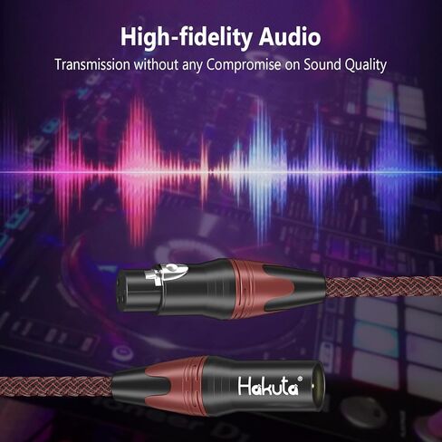 كابل ميكروفون هاكوتا بطول 10 أقدام مكون من قطعتين XLR إلى XLR - كابل 3 دبابيس ذكر إلى أنثى، كابل مجدول XLR لتسجيل الاستوديو والميكروفونات ومحطة الراديو in Kuwait