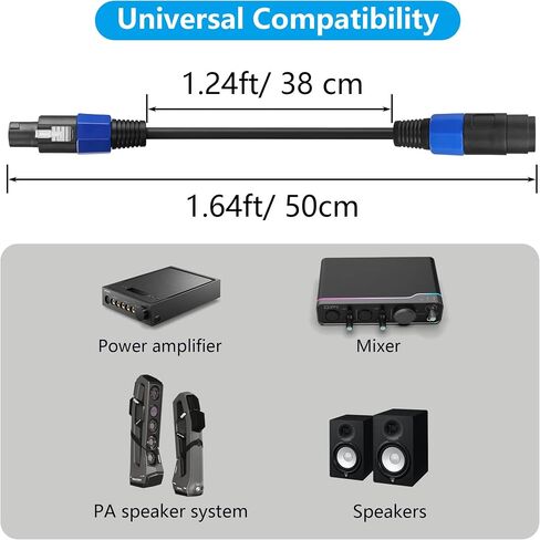 CERRXIAN 3.2FT 1M Speakon Extension Cable, Speakon Male to Female Wire Audio Cord with Twist Lock, for Loudspeaker, Amplifier, DJ Stage in Saudi Arabia