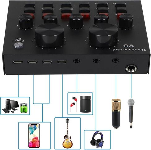 حزمة ميكروفون مكثف من MorTime، بطاقة صوت حية، ذراع ذراع قابل للتعديل، حامل للصدمات، مرشح ميكروفون معدني، غطاء مرشح إسفنجي، سماعة أذن، كابل طاقة وكابلات صوت، مجموعة مكونة من 11 مجموعة ميكروفون in Kuwait