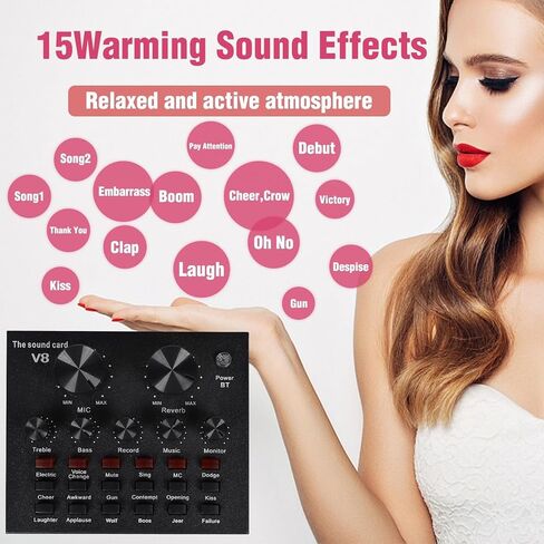 حزمة ميكروفون مكثف من MorTime، بطاقة صوت حية، ذراع ذراع قابل للتعديل، حامل للصدمات، مرشح ميكروفون معدني، غطاء مرشح إسفنجي، سماعة أذن، كابل طاقة وكابلات صوت، مجموعة مكونة من 11 مجموعة ميكروفون in Kuwait