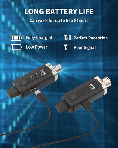 نظام ميكروفون لاسلكي UHF محول ميكروفون XLR 8 قنوات، جهاز إرسال واستقبال ديناميكي صوتي للميكروفون الديناميكي، طاقة فانتوم 48 فولت للميكروفون المكثف، لمكبر الصوت PA in Kuwait