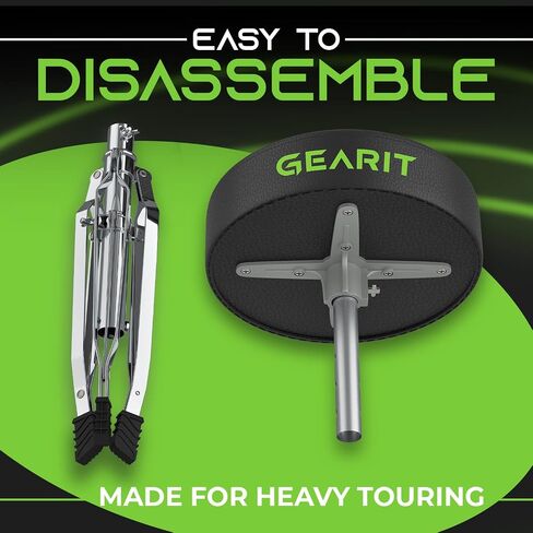 GearIT Drum Throne مع مقعد جلدي مبطن، وأرجل مزدوجة الدعامة، وتحكم دوار، وأقدام مطاطية مضادة للانزلاق، ارتفاع يصل إلى 23.5 بوصة. in Kuwait