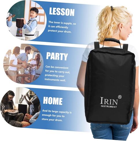 LIFKOME Cajon Drum Kit Loveook Backpck Storage Tote Kids Storage Organizer قرع أداة تحمل حقيبة طبل كاجون وحقائب نايلون حقيبة حمل حقيبة أدوات قرع بطانة سوداء in Kuwait