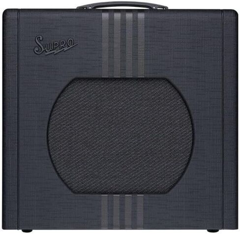 Supro Delta King 12، حزمة سوداء/سوداء مع سماعات رأس Polsen Studio Monitor، كابل Kopul Instrument 10 بوصات، أعواد جيتار Fender 12 حزمة in Kuwait