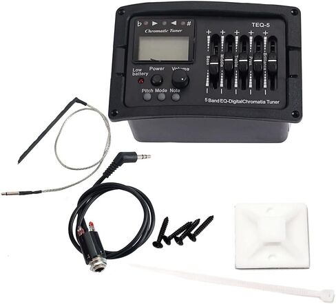 4 Band Acoustic Guitar Preamp EQ Equalizer Acoustic Guitar Amplifier Digital Chromatia Tuner Piezo Pickup for Acoustic Guitar Accessory (1F-4T) in Kuwait
