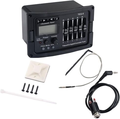 4 Band Acoustic Guitar Preamp EQ Equalizer Acoustic Guitar Amplifier Digital Chromatia Tuner Piezo Pickup for Acoustic Guitar Accessory (1F-4T) in Kuwait