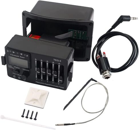 4 Band Acoustic Guitar Preamp EQ Equalizer Acoustic Guitar Amplifier Digital Chromatia Tuner Piezo Pickup for Acoustic Guitar Accessory (1F-4T) in Kuwait