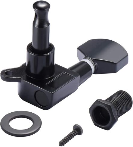 Canomo 6 Pieces Sealed Guitar String Tuning Pegs Keys 3 Left 3 Right Guitar Machine Heads Knobs With Strap Button Locks, Picks and Guitar String Winder (Black- 3R and 3L) in Saudi Arabia
