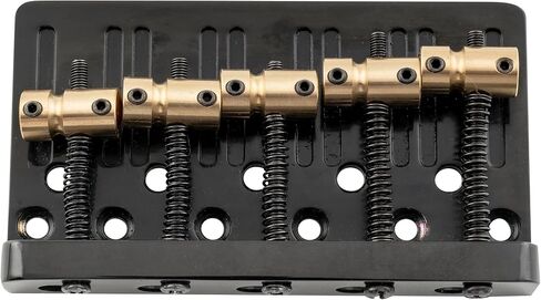 Musiclily Pro 17mm String Spacing Dual Load Heavy Duty 5-String Bass Bridge with Brass Saddle Steel Plate, Black in Saudi Arabia