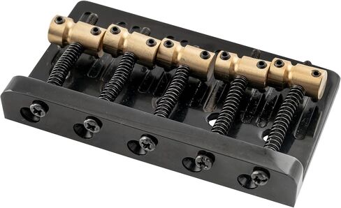 Musiclily Pro 17mm String Spacing Dual Load Heavy Duty 5-String Bass Bridge with Brass Saddle Steel Plate, Black in Saudi Arabia