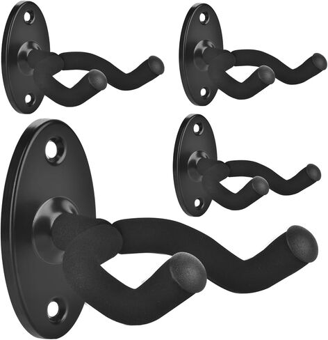 حامل جدار جيتار من مورييس، شماعة جيتار مع وسادة ناعمة قابلة للتدوير لجميع أحجام الجيتار، شماعة حائط جيتار معدنية صلبة على شكل حرف U للجيتار الصوتي، جيتار كلاسيكي، باس، جيتار كهربائي، 4 عبوات in Kuwait