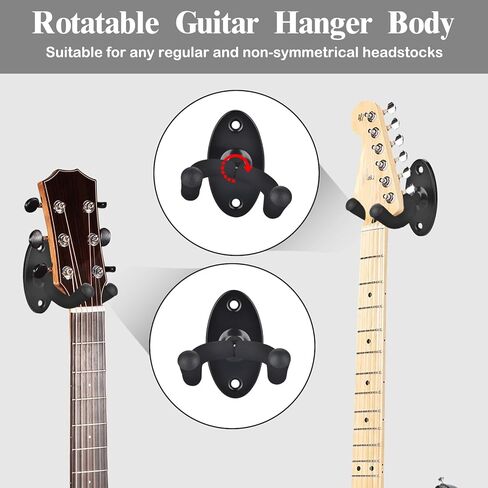 حامل جدار جيتار من مورييس، شماعة جيتار مع وسادة ناعمة قابلة للتدوير لجميع أحجام الجيتار، شماعة حائط جيتار معدنية صلبة على شكل حرف U للجيتار الصوتي، جيتار كلاسيكي، باس، جيتار كهربائي، 4 عبوات in Kuwait