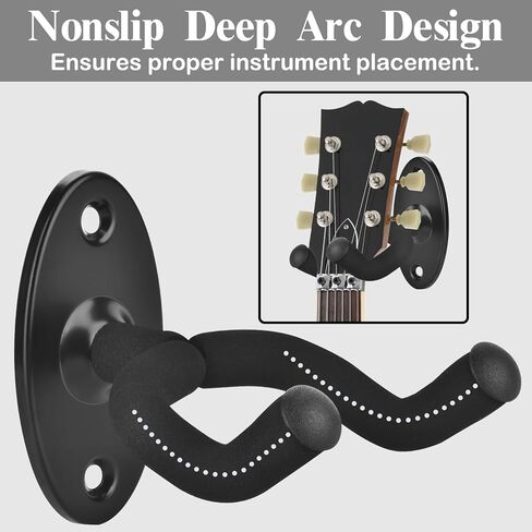 حامل جدار جيتار من مورييس، شماعة جيتار مع وسادة ناعمة قابلة للتدوير لجميع أحجام الجيتار، شماعة حائط جيتار معدنية صلبة على شكل حرف U للجيتار الصوتي، جيتار كلاسيكي، باس، جيتار كهربائي، 4 عبوات in Kuwait