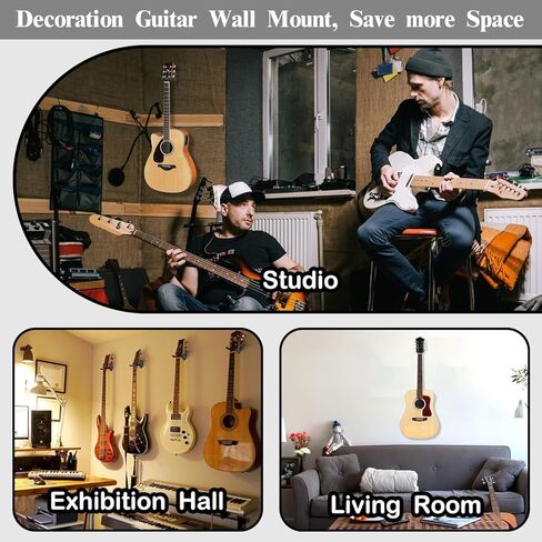 حامل جدار جيتار من مورييس، شماعة جيتار مع وسادة ناعمة قابلة للتدوير لجميع أحجام الجيتار، شماعة حائط جيتار معدنية صلبة على شكل حرف U للجيتار الصوتي، جيتار كلاسيكي، باس، جيتار كهربائي، 4 عبوات in Kuwait