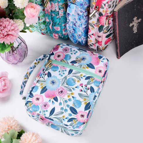 G-LEAF Bible Cover Case/Book Cover, Bible Case for Women Girls, Bible Cover Bags Floral Pattern With Handle Fits for Standard Size Bible, 9.5x6.7x2.5 In in Saudi Arabia
