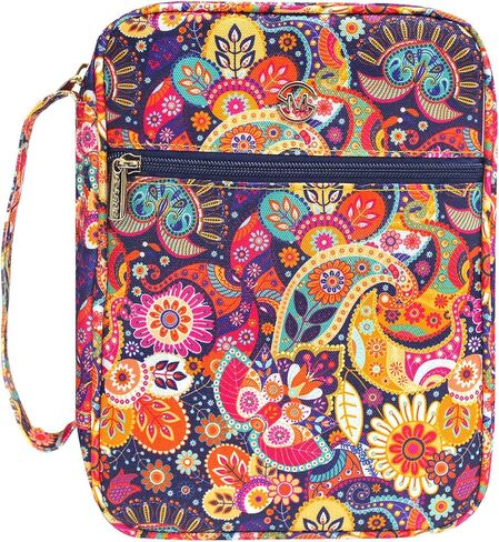 G-LEAF Bible Cover Case/Book Cover, Bible Case for Women Girls, Bible Cover Bags Floral Pattern With Handle Fits for Standard Size Bible, 9.5x6.7x2.5 In in Saudi Arabia