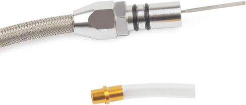 عصا قياس ناقل الحركة المرنة المصنوعة من الفولاذ المقاوم للصدأ متوافقة/بديلة لسيارة Chevy TH-350/TH-400 Turbo SBC BBC 530 مم - حامل جدار الحماية (فضي) in Kuwait