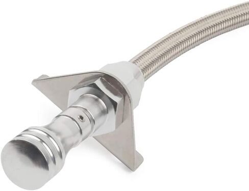 عصا قياس ناقل الحركة المرنة المصنوعة من الفولاذ المقاوم للصدأ متوافقة/بديلة لسيارة Chevy TH-350/TH-400 Turbo SBC BBC 530 مم - حامل جدار الحماية (فضي) in Kuwait