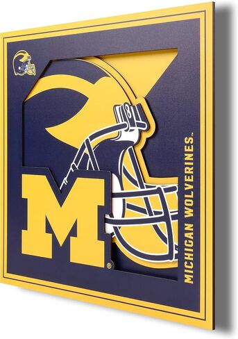 لوحة فنية جدارية لسلسلة شعار YouTheFan NCAA Michigan Wolverines ثلاثية الأبعاد - 12x12، ألوان الفريق in Saudi Arabia
