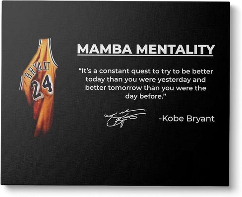 ملصق كوبي براينت مقاس 16 بوصة × 20 بوصة، مؤطر من قماش كوبي براينت، فن جداري لعقلية مامبا، ملصق مامبا أسود، ملصق الدوري الاميركي للمحترفين، ملصق كرة السلة، ديكور جدار تحفيزي (النمط 2) in Kuwait