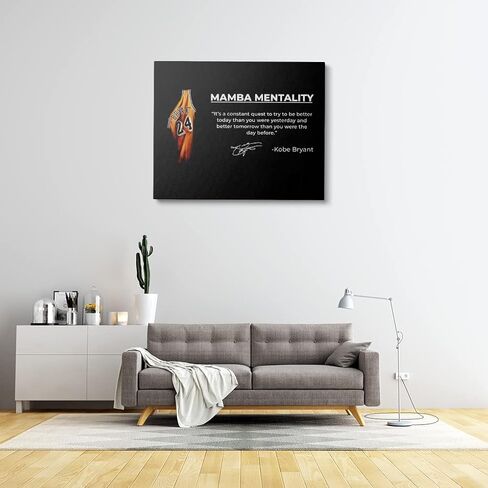 ملصق كوبي براينت مقاس 16 بوصة × 20 بوصة، مؤطر من قماش كوبي براينت، فن جداري لعقلية مامبا، ملصق مامبا أسود، ملصق الدوري الاميركي للمحترفين، ملصق كرة السلة، ديكور جدار تحفيزي (النمط 2) in Kuwait