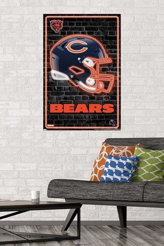 Trends International NFL Chicago Bears - Neon Helmet 23 Wall Poster, 14.72" x 22.37", Barnwood Framed Version in Saudi Arabia