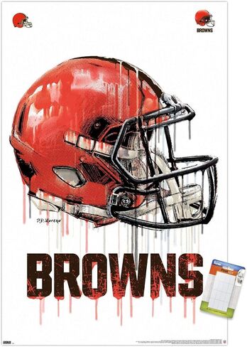 Trends International NFL Cleveland Browns - ملصق حائط 20 خوذة بالتنقيط، 22.375 بوصة × 34 بوصة، حزمة ملصق وتركيب in Kuwait