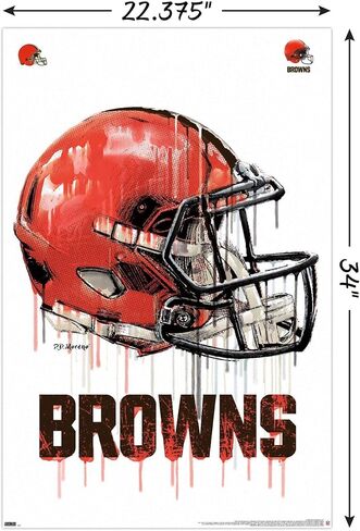 Trends International NFL Cleveland Browns - ملصق حائط 20 خوذة بالتنقيط، 22.375 بوصة × 34 بوصة، حزمة ملصق وتركيب in Kuwait