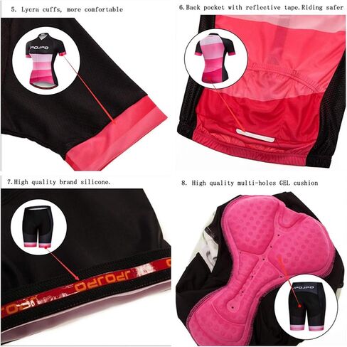 Women Cycling Jersey Set Short Sleeve+5D Padded Bicycle Shorts Quick-dry Reflective 3-Pockets in Saudi Arabia