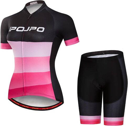 Women Cycling Jersey Set Short Sleeve+5D Padded Bicycle Shorts Quick-dry Reflective 3-Pockets in Saudi Arabia