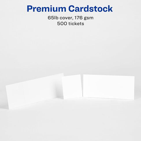 Avery Printable Tickets with Tear-Away Stubs, 1.75" x 5.5", Matte White, 500 Blank Tickets for Laser and Inkjet Printers (16795) in Kuwait