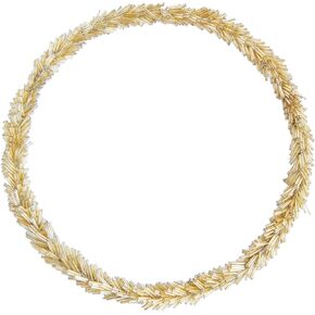 Creative Co-Op Round Wire and Glass Bead Wreath, Gold Finish