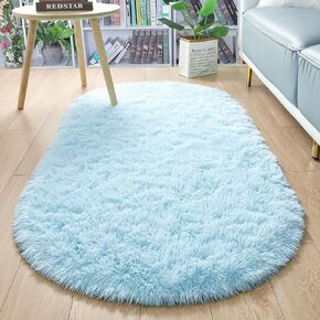 Merelax Soft Shaggy Rug for Kids Bedroom, Oval 2.6'x5.3' Blush Plush Fluffy Carpets for Living Room, Furry Carpet for Teen Girls Room, Anti-Skid Fuzzy Comfy Rug for Nursery Decor Cute Baby Play Mat