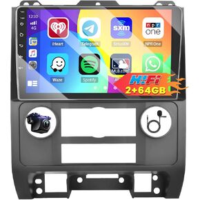 Roinvou 2+64G Android CarPlay Stereo for 07-12 Ford Escape/08-10 Mercury Mariner/08-12 Mazda Tribute, 9'' Touch Screen in-Dash GPS Navigation with Wireless CarPlay Android Auto Mirror Link BT RDS AHD in Saudi Arabia